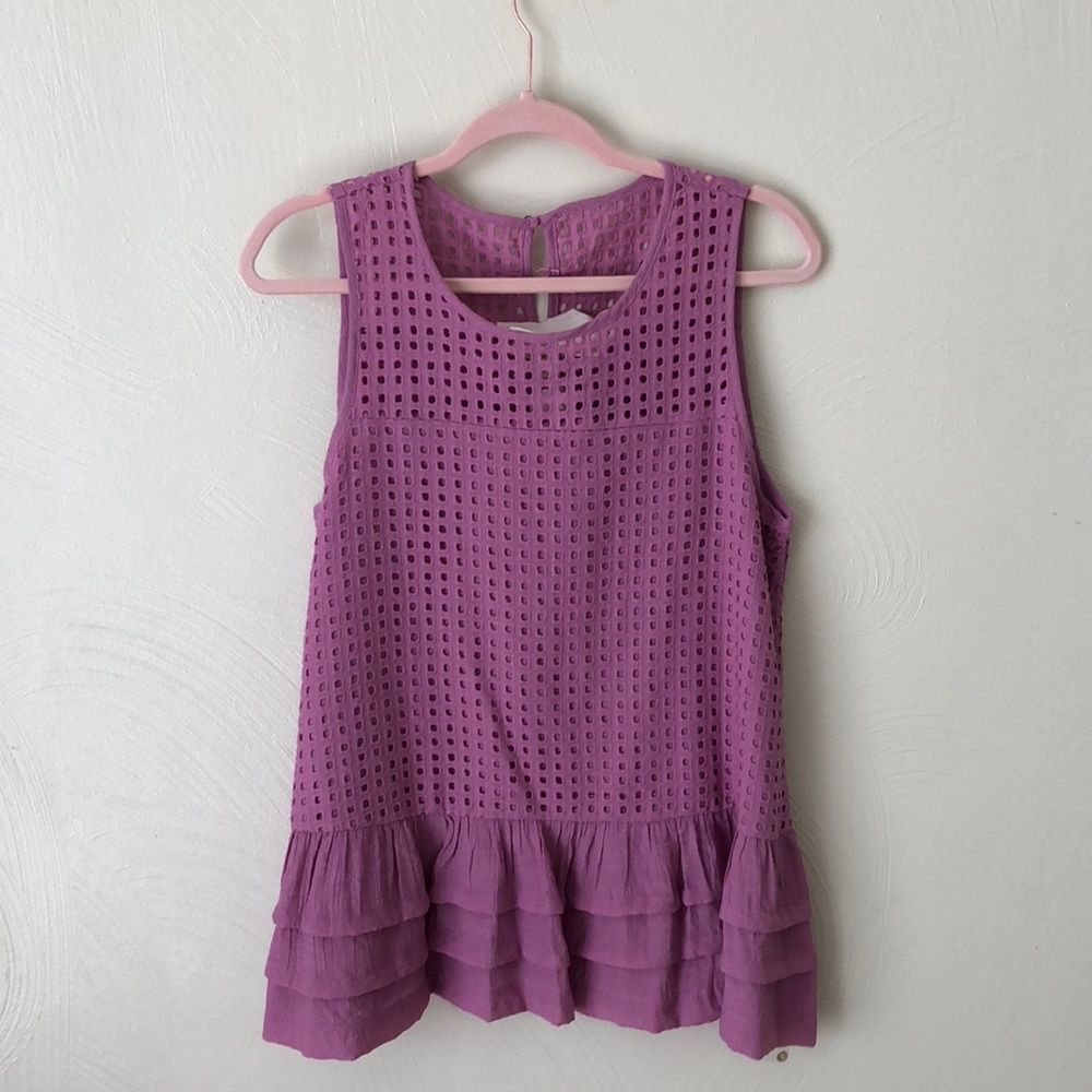 Eyelet pink top